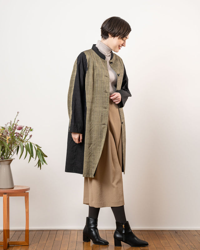 スタンドカラーボタンコート