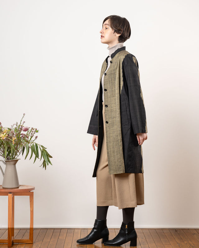 スタンドカラーボタンコート