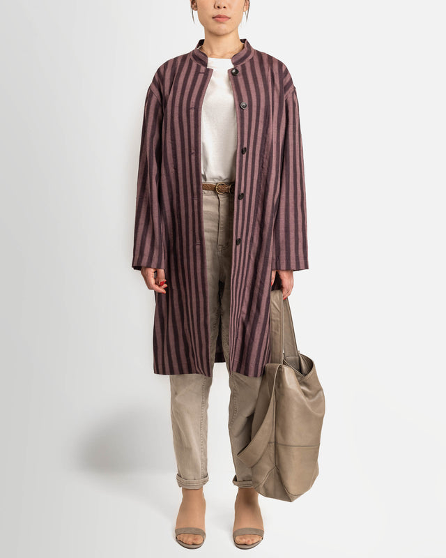 スタンドカラーボタンコート