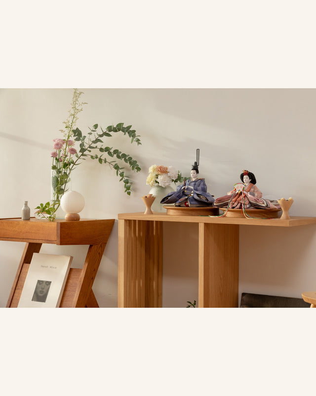 【ヒ - 桃の香の花唐草、空色の霞】+お飾り