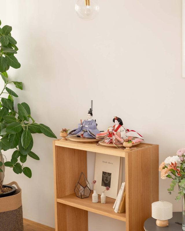 【テ - 薄桜に椿、淡い青の亀甲】+お飾り