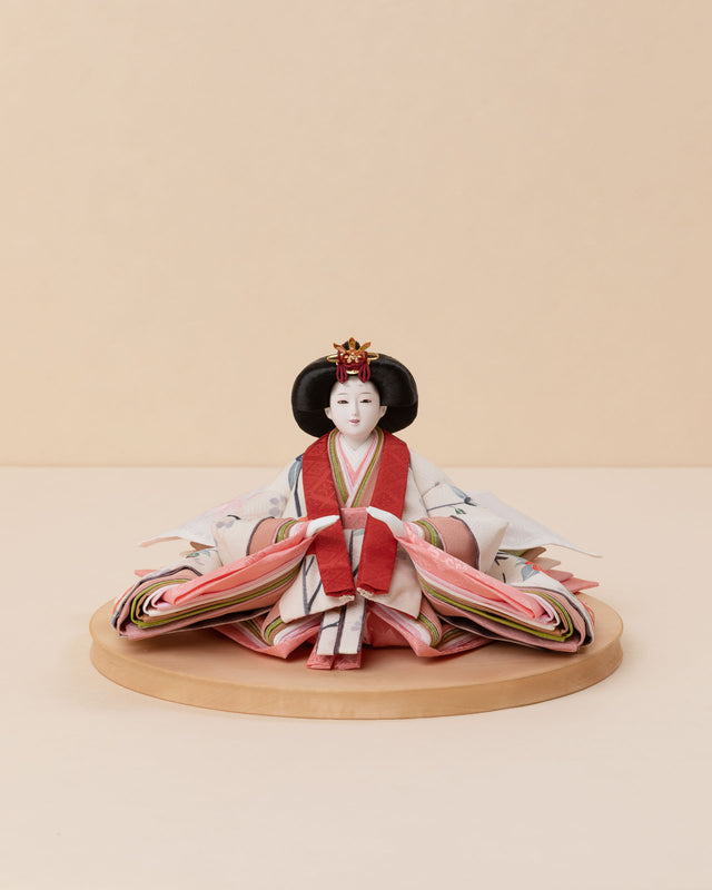 【テ - 薄桜に椿、淡い青の亀甲】+お飾り