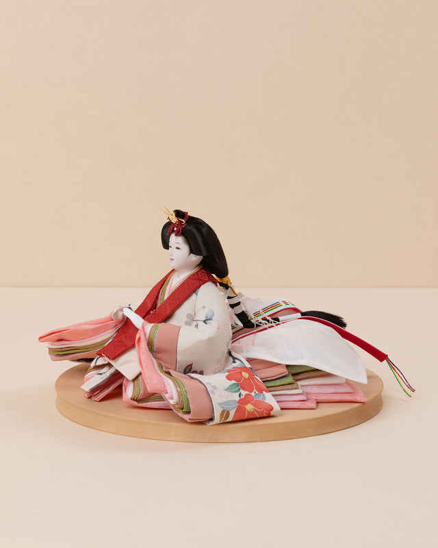 【テ - 薄桜に椿、淡い青の亀甲】+お飾り