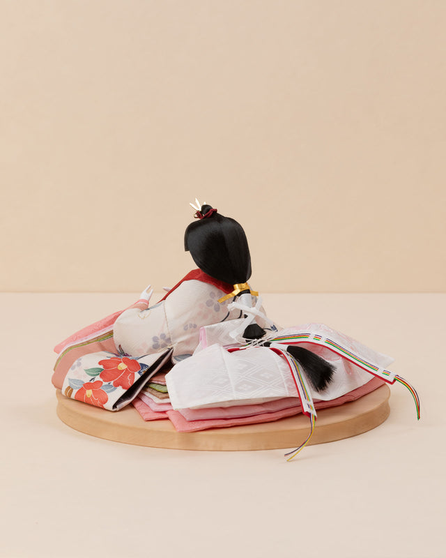 【テ - 薄桜に椿、淡い青の亀甲】+お飾り