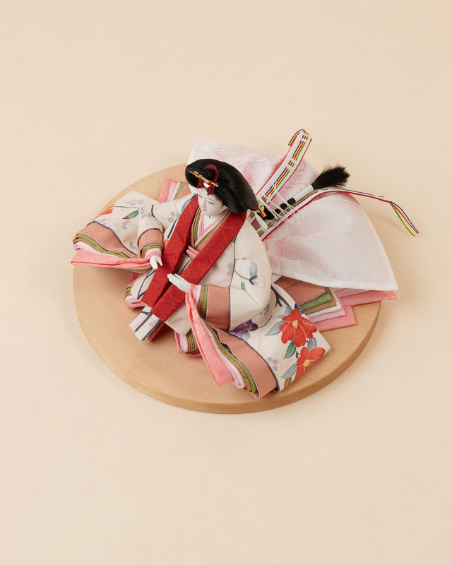 【テ - 薄桜に椿、淡い青の亀甲】+お飾り