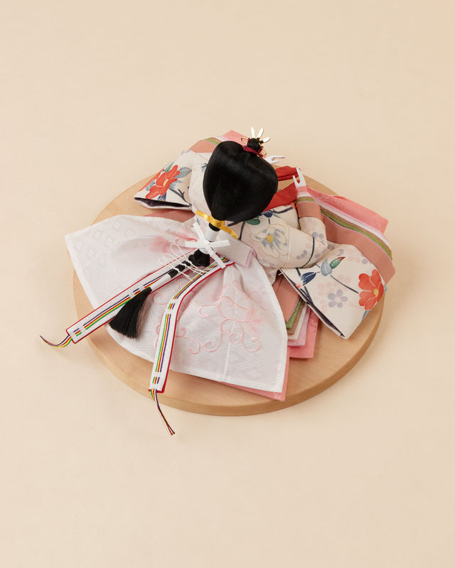 【テ - 薄桜に椿、淡い青の亀甲】+お飾り