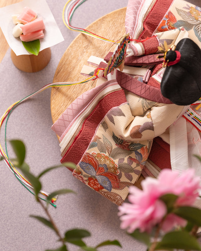 【え - きなりに草花、紺の更紗】