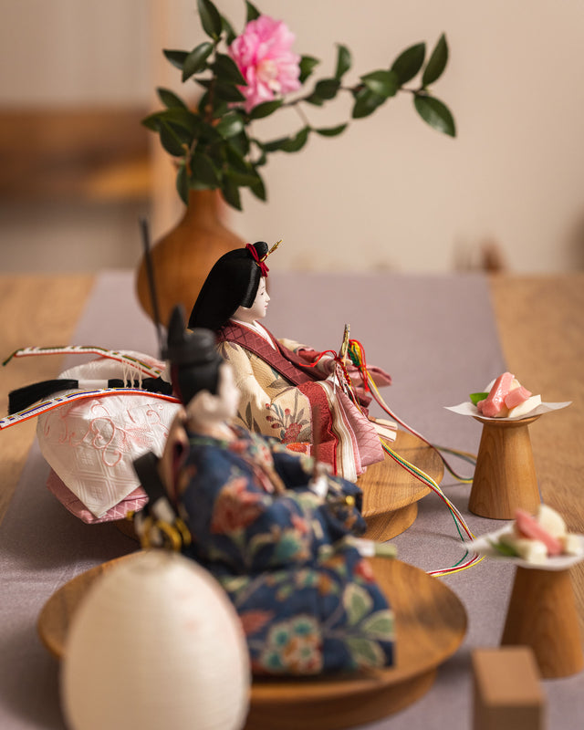 【え - きなりに草花、紺の更紗】