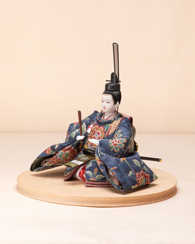 【え - きなりに草花、紺の更紗】