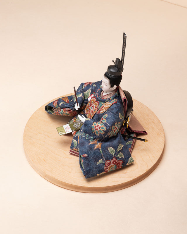 【え - きなりに草花、紺の更紗】