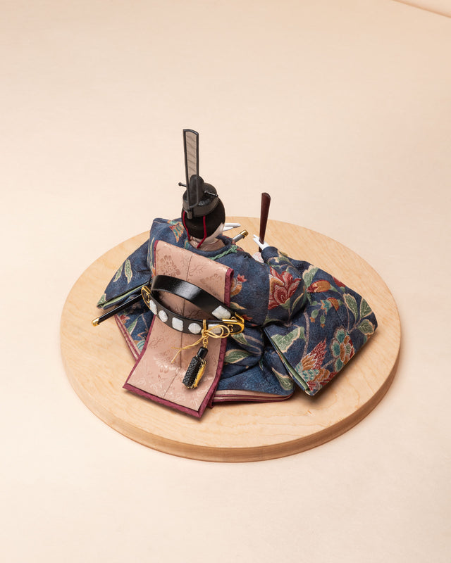 【え - きなりに草花、紺の更紗】