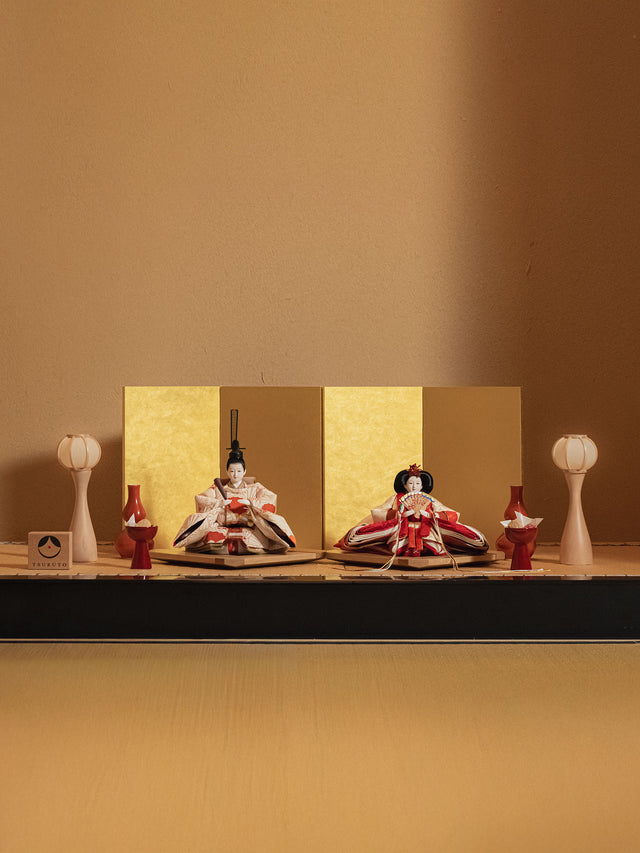 【た - 赤牡丹、菊と扇子の祝い】の5点・ひな飾り