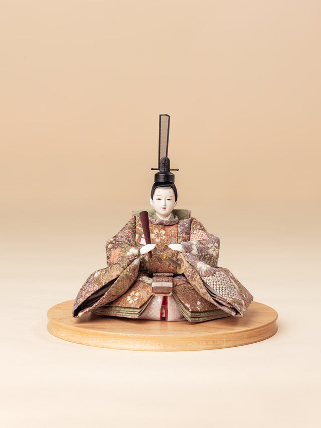 【と - きなりの更紗、茶に白桜】