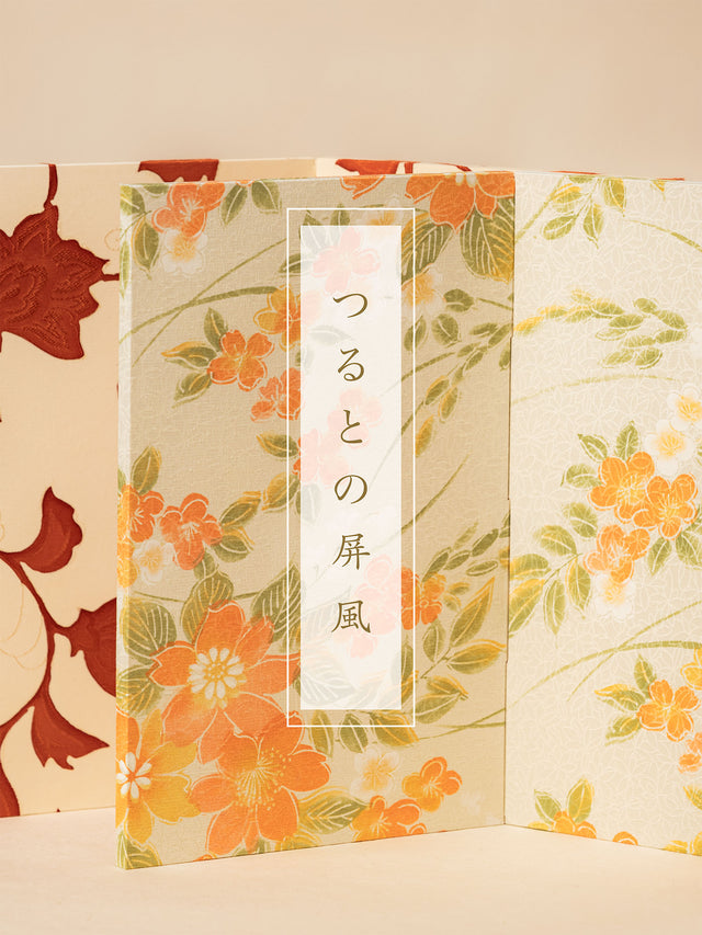 つるとの屏風 :着物地