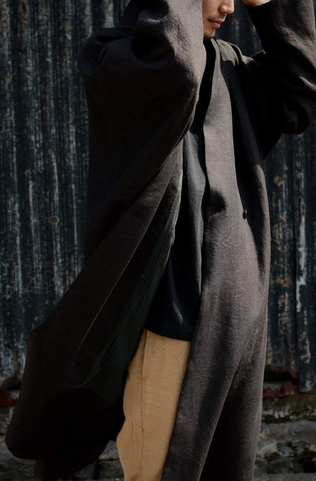 Linenwool Slit Coat BLACK