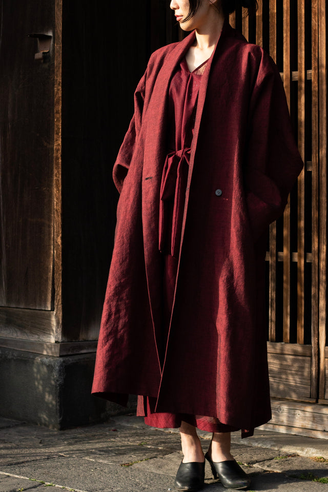 Linenwool Slit Coat Red | YANTOR
