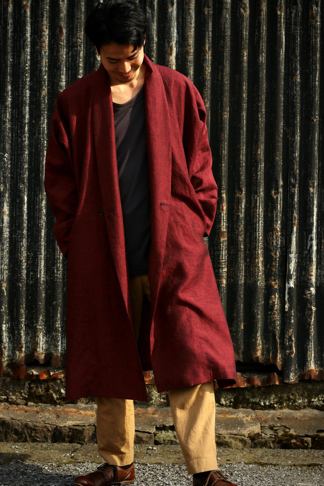 Linenwool Slit Coat Red | YANTOR