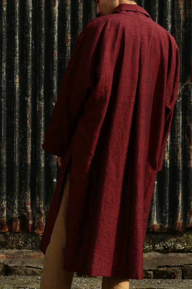 Linenwool Slit Coat Red | YANTOR
