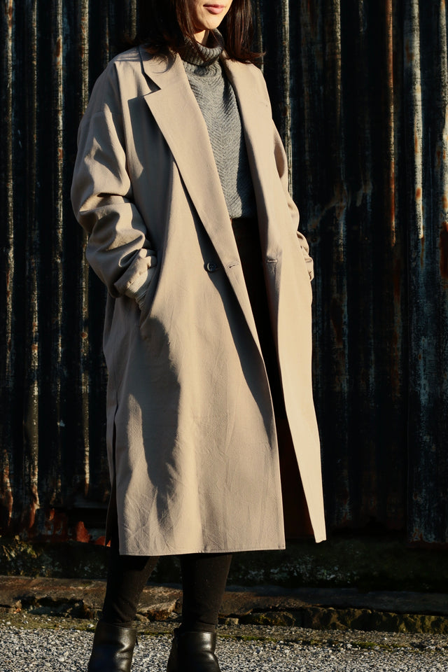 Wash Wool Rib Coat BEIGE | YANTOR