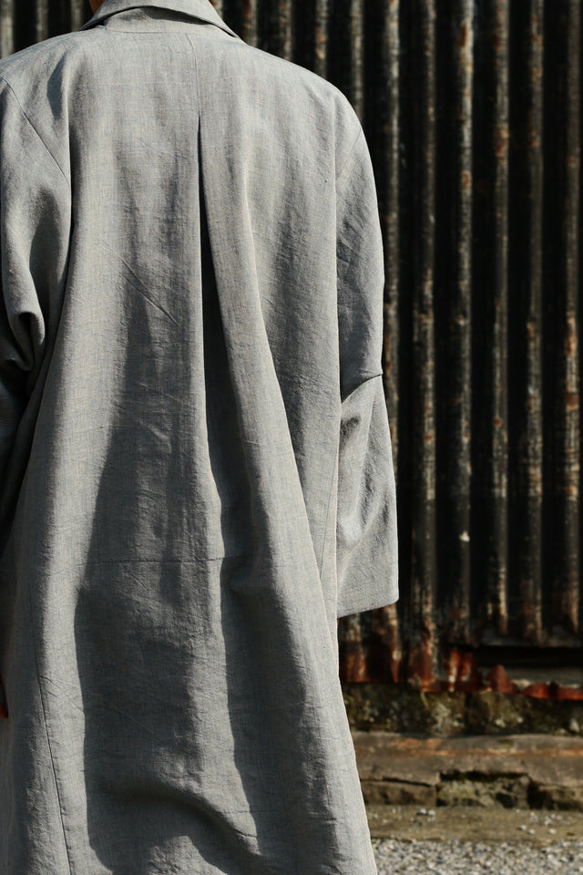 Linenwool Slit Coat SAX-BLUE | YANTOR
