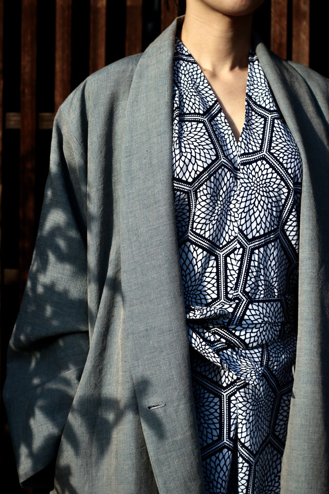 Linenwool Slit Coat SAX-BLUE