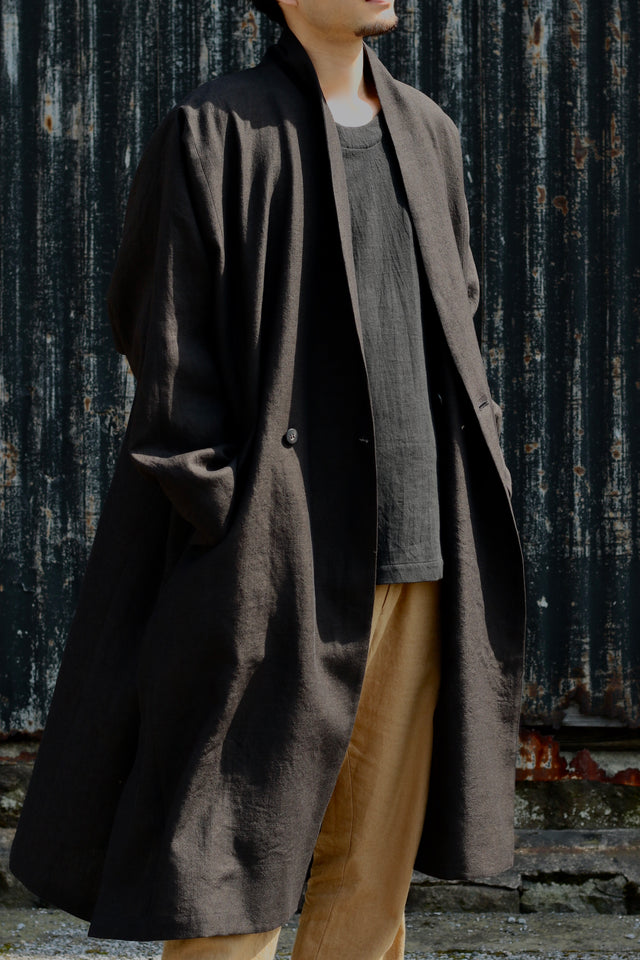 Linenwool Slit Coat BLACK