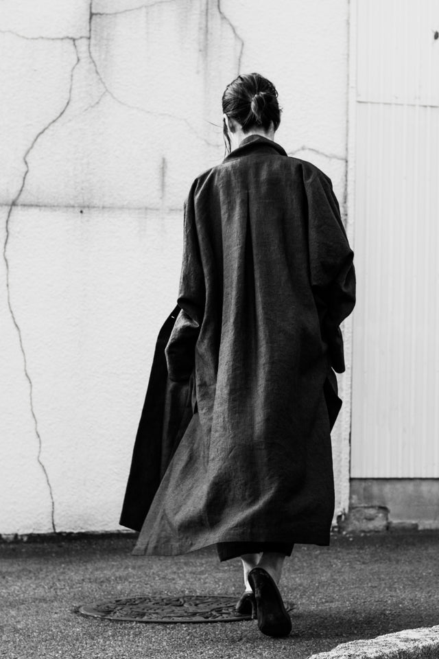 Linenwool Slit Coat BLACK