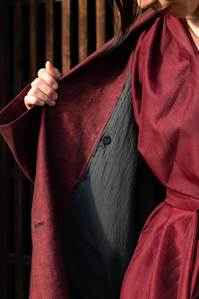 Linenwool Slit Coat Red | YANTOR