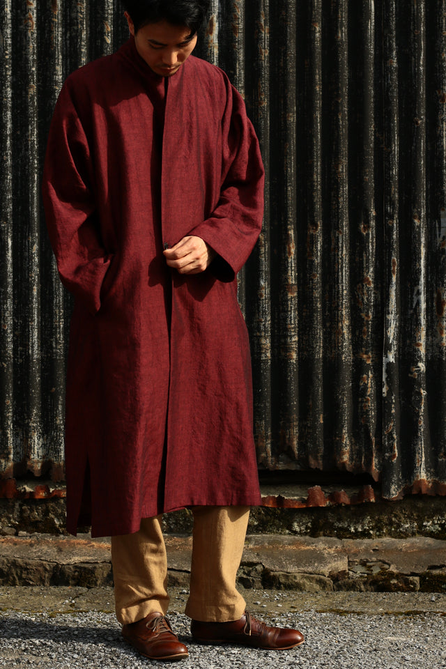 Linenwool Slit Coat Red | YANTOR