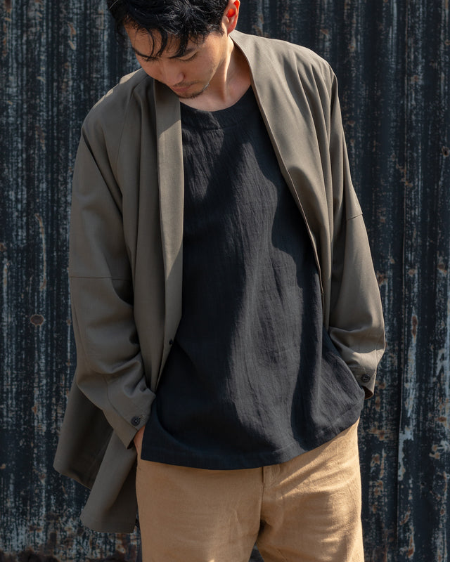 6ply Khadi Long Pullover Black | YANTOR カディコットン