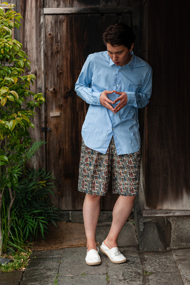 着物リメイク ワイドショーツ 男性もの