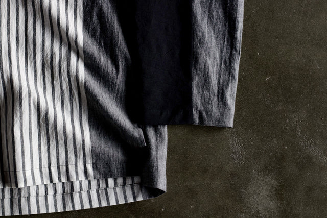 Stripe Khadi Cotton Merge Long Pullover-White