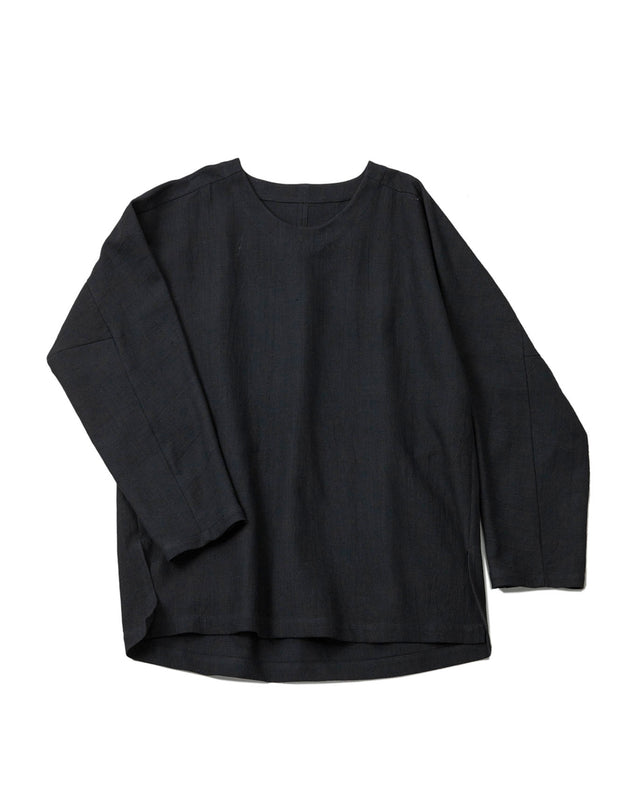 6ply Khadi Long Pullover Black | YANTOR カディコットン