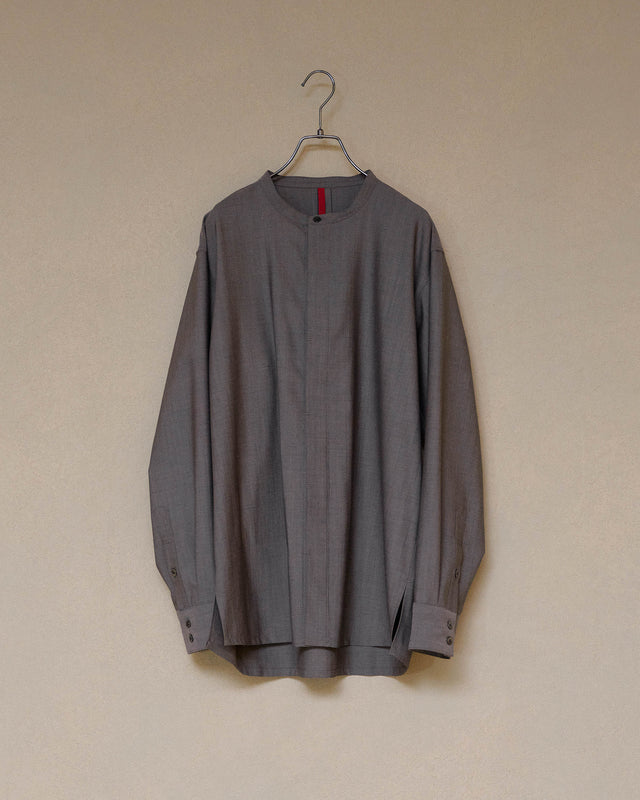 Chambray Wool Flyfront Shirts - GREIGE