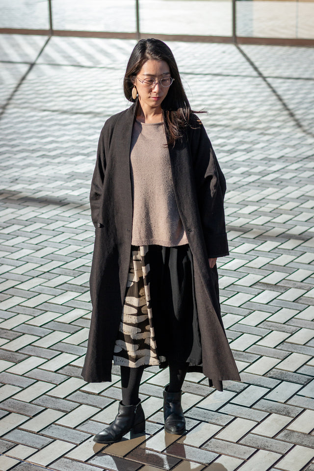 Linenwool Slit Coat BLACK