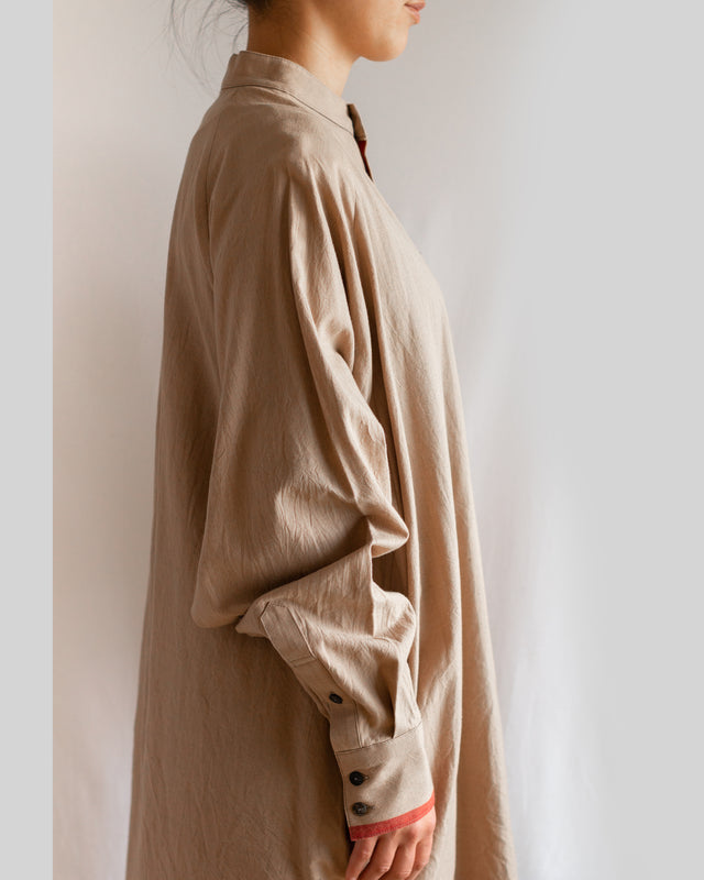 Salvage Khadi Cotton Merge Long Shirts-Beige