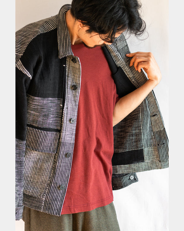 16ply Block Khadi-Jacquard FlyFront Jacket