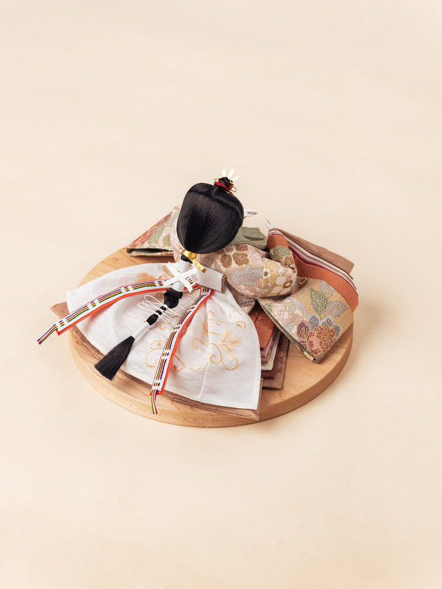 【と - きなりの更紗、茶に白桜】