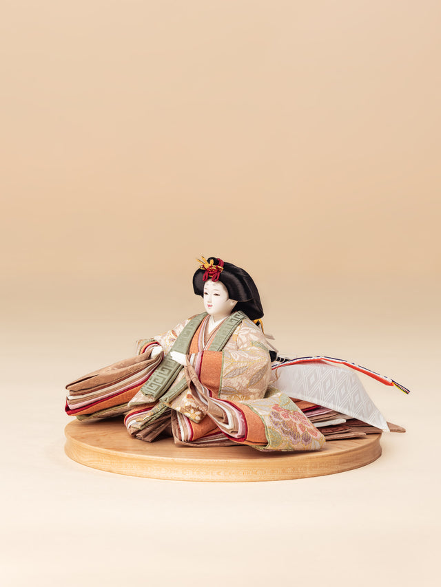 【と - きなりの更紗、茶に白桜】