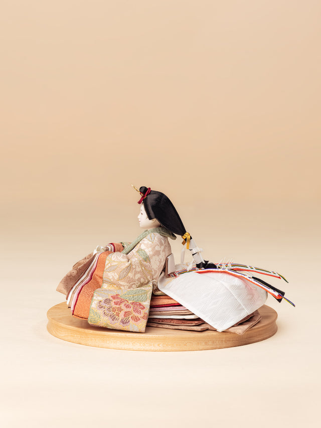 【と - きなりの更紗、茶に白桜】