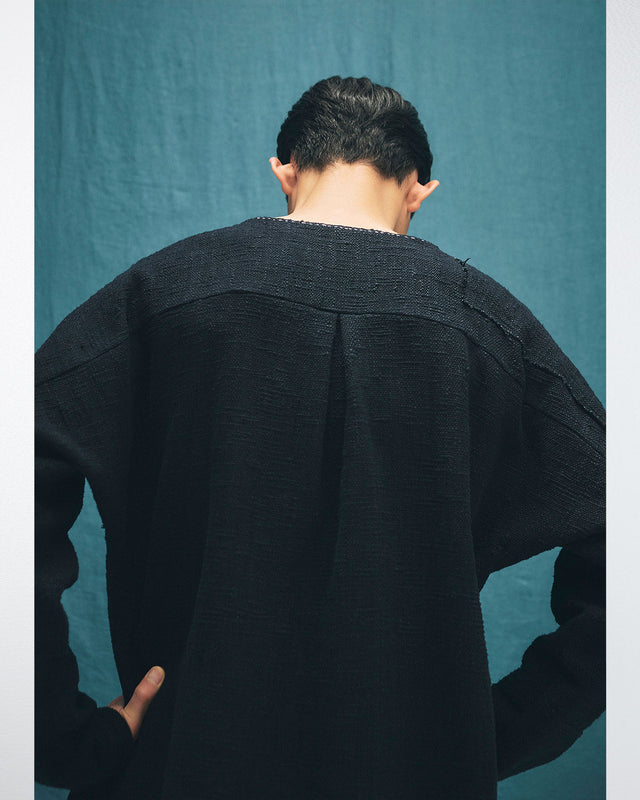 【予約】Zero Count KhadiCotton Pasted Cloth Pullover - BLACK