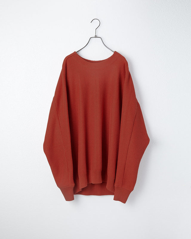 【予約】Light Gima Cotton Wide Sweater - ORANGE