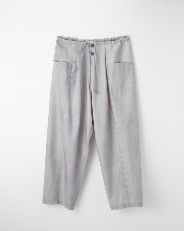 Uneven Dyed Switching Wide Pants - GRAY WHITE