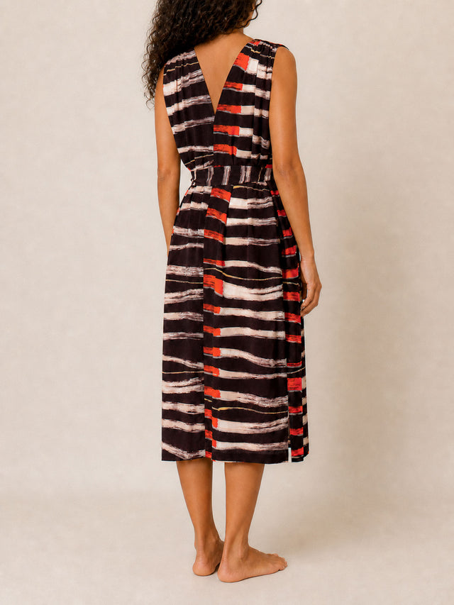 Drawing Lines Silk Dress