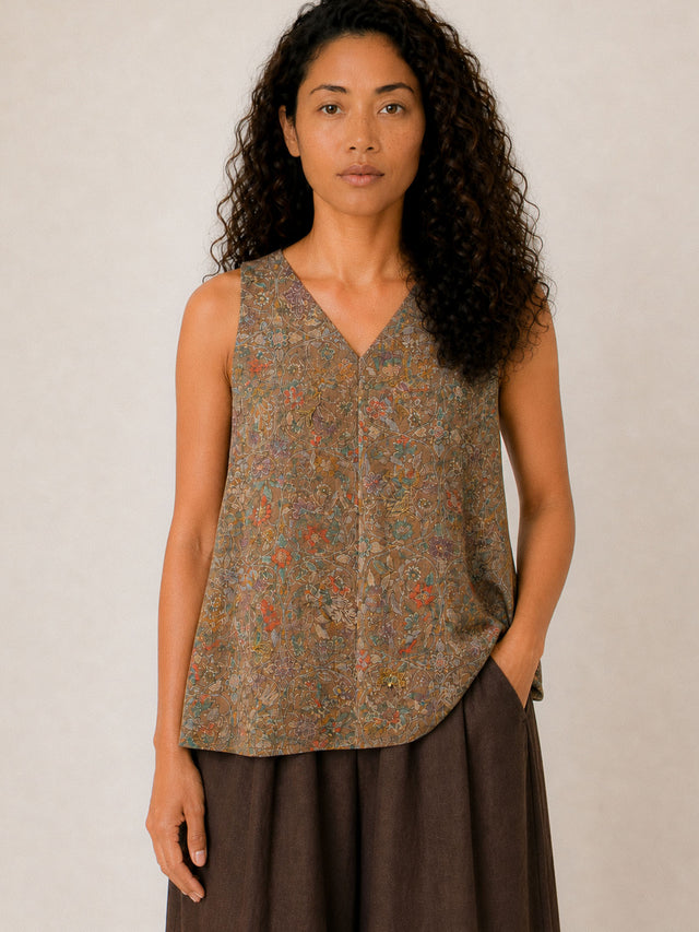 Brown Sarasa Silk Blouse