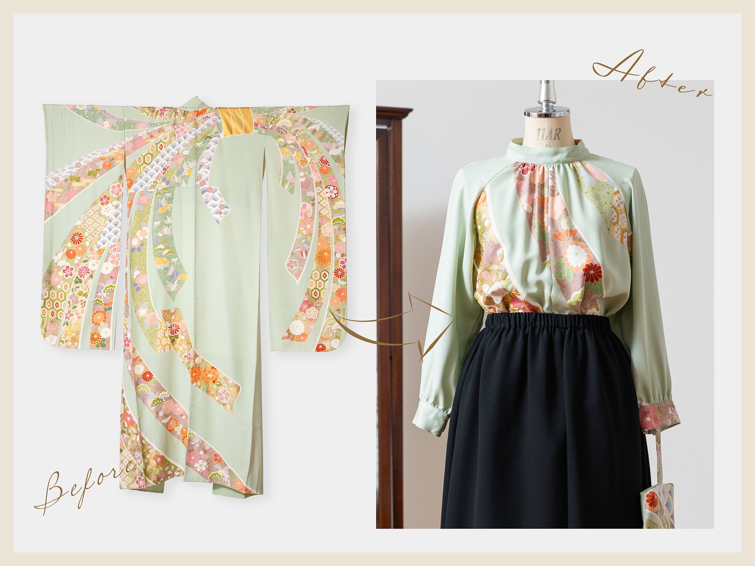 風鈴草ブラウス｜きもの時季（とき）のシャツ・ブラウス｜着物リメイク