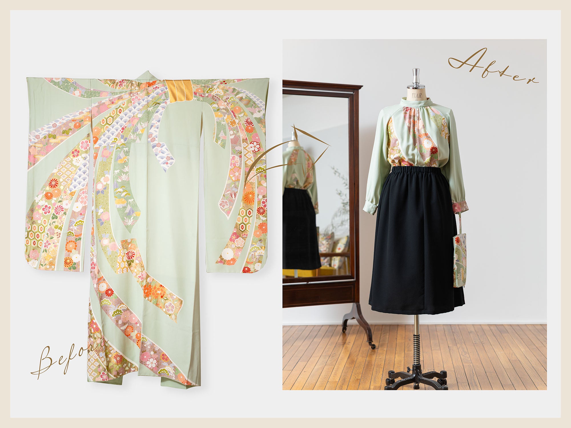 着物リメイク 📍お客様からのご依頼作品 お父様がよく着ていらした着物を、 思い出を