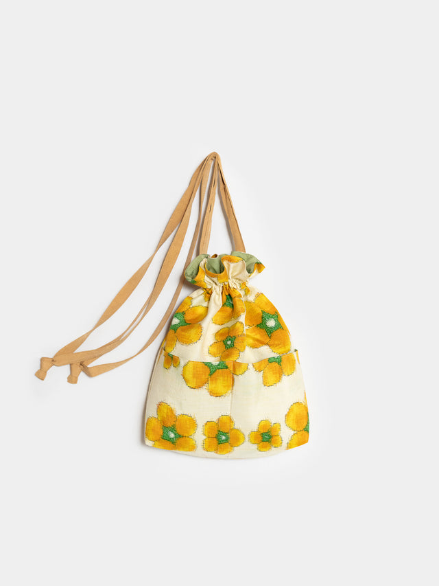 オレンジの花 - 巾着バッグ