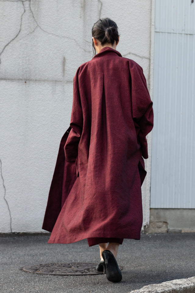 Linenwool Slit Coat Red | YANTOR