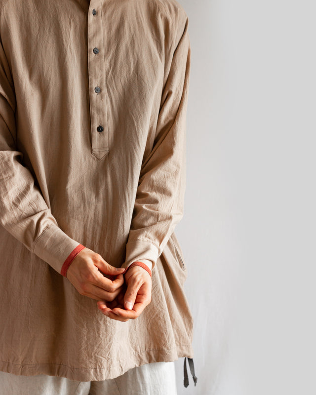 Salvage Khadi Cotton Merge Long Shirts-Beige